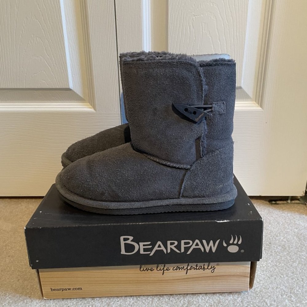 Bearpaw Victorian Abigail Girls Boots Size 4 Gray